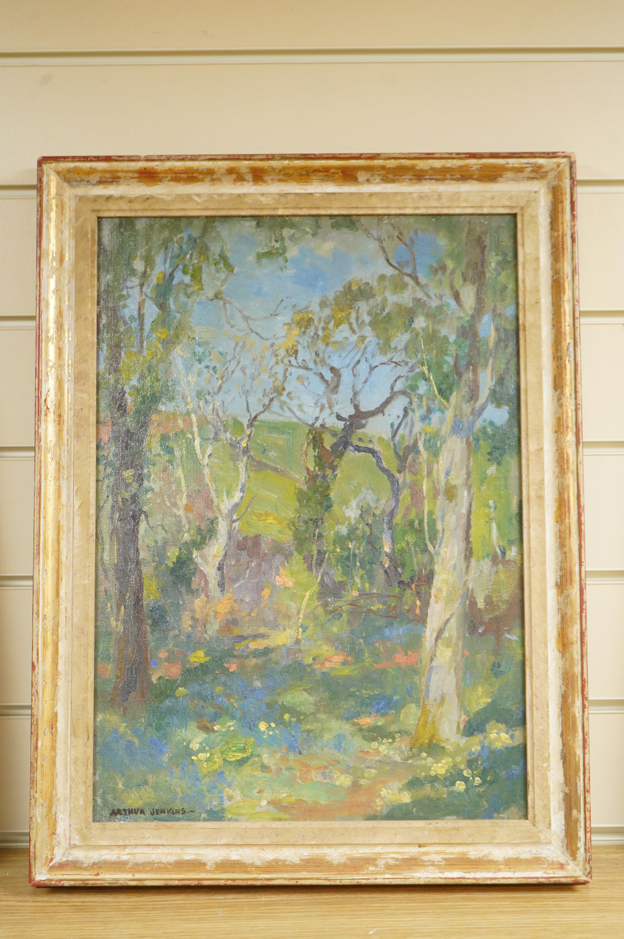 Arthur Jenkins (1871-1940), 'The Edge of the Woods', signed, oil on canvas board, 44 x 31cm